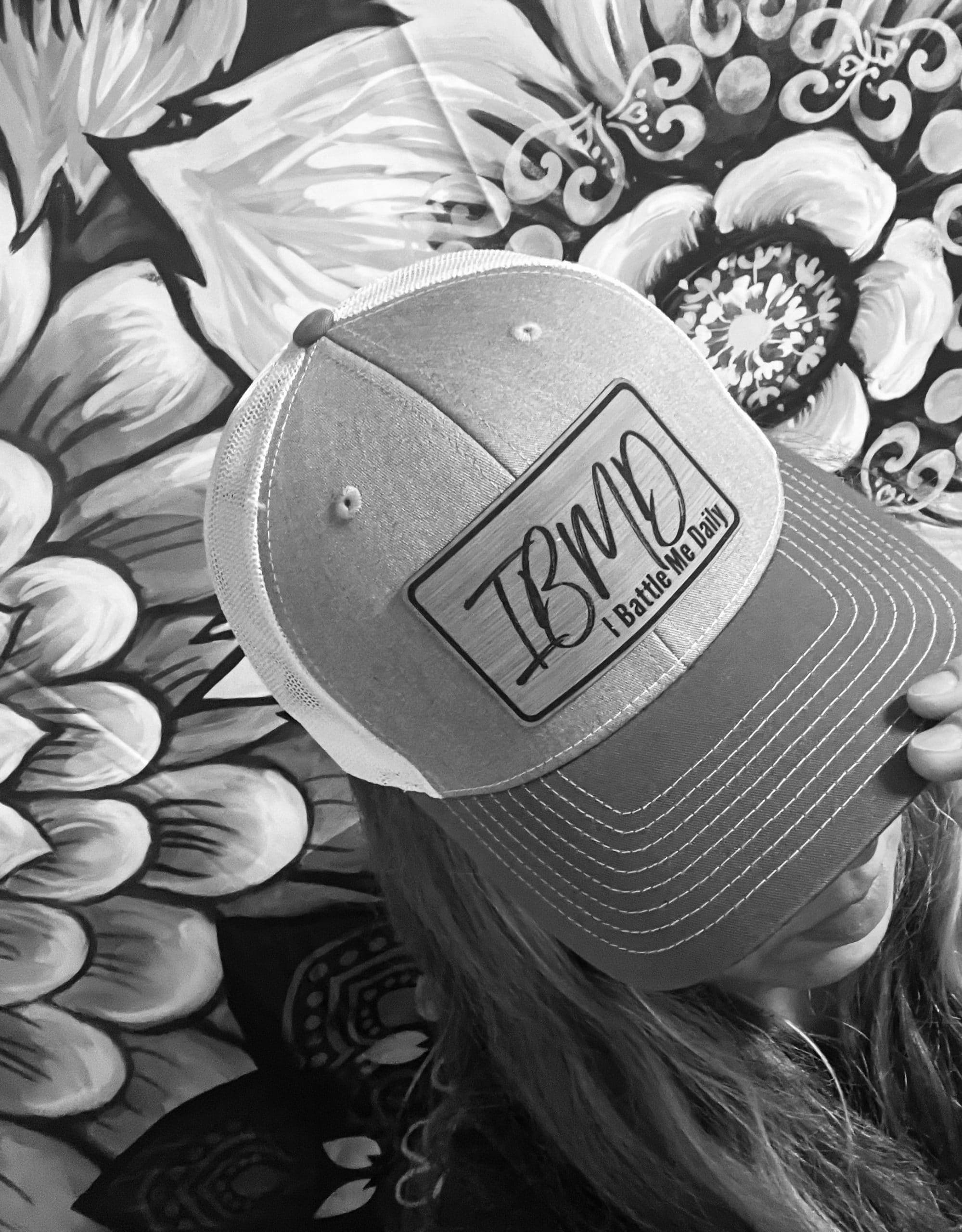 IBMD hat on floral background